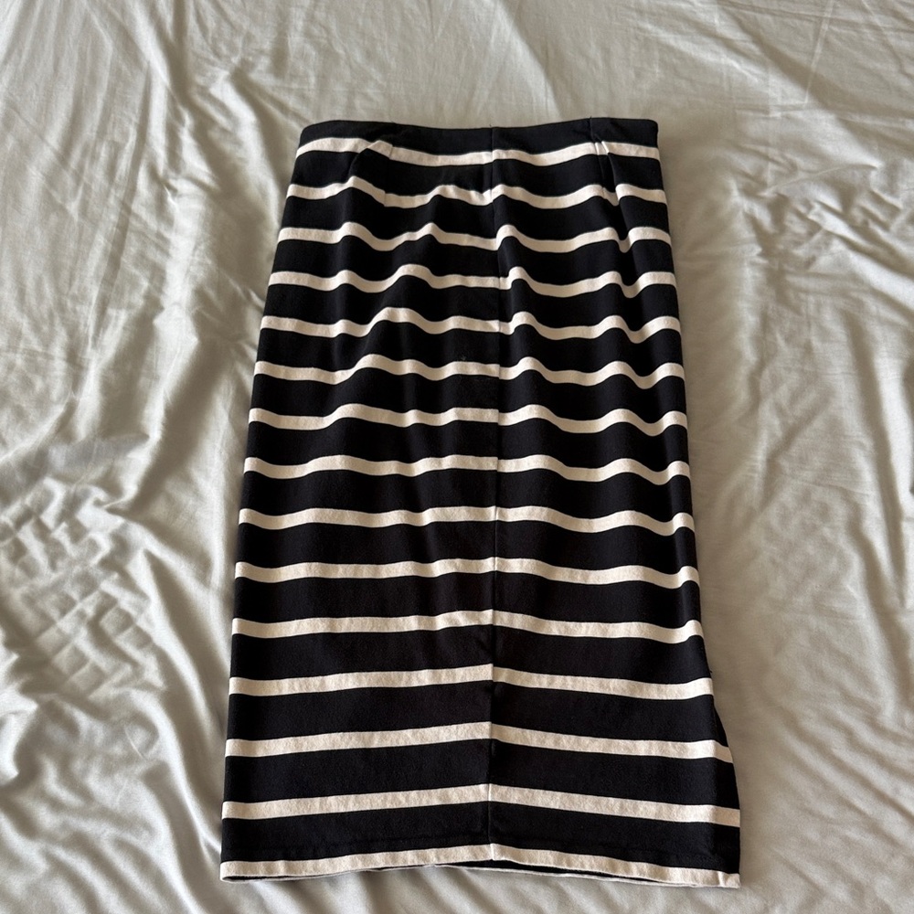 J. Crew Navy and White Striped Pencil Skirt